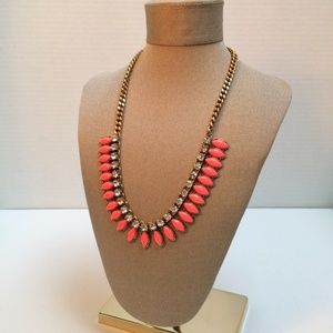 J. Crew Coral and Rhinestone Necklace